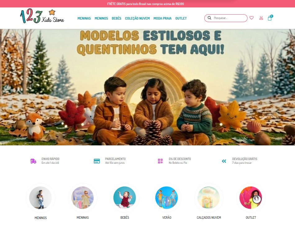 captura de tela da loja 123kids