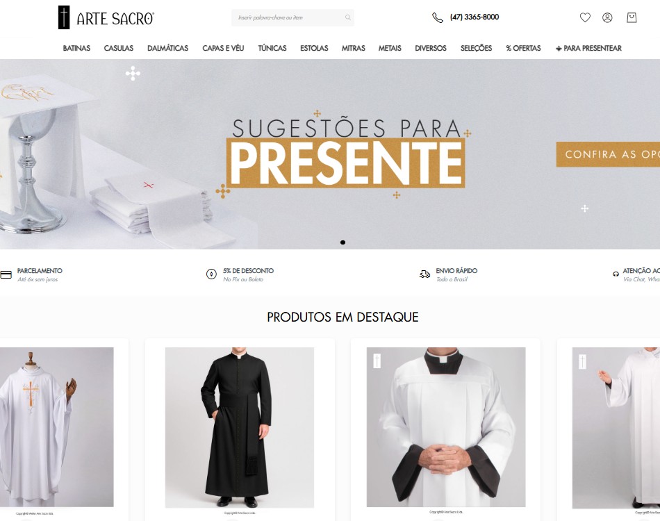 captura de tela da loja Arte Sacro