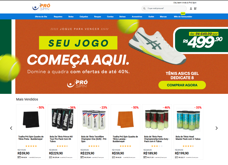 captura de tela da loja pró spin